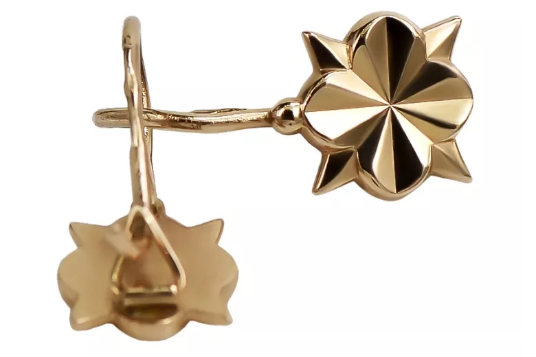"Vintage Blumenohrringe aus 14k 585 Gold, Keine Steine, Originales Vintage-Roségold" ven002