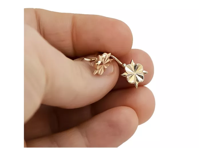 "Genuine Vintage 14K Rose Gold Flower Earrings, No Stones" ven002