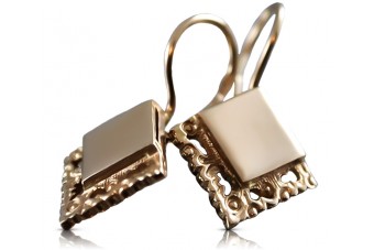 "Timeless 14K Rose Gold Vintage Square Earrings - Stoneless Design" ven006