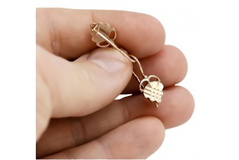 Boucles d'oreilles feuille d'époque en or rose 14 carats 585, Pas de pierres. ven009