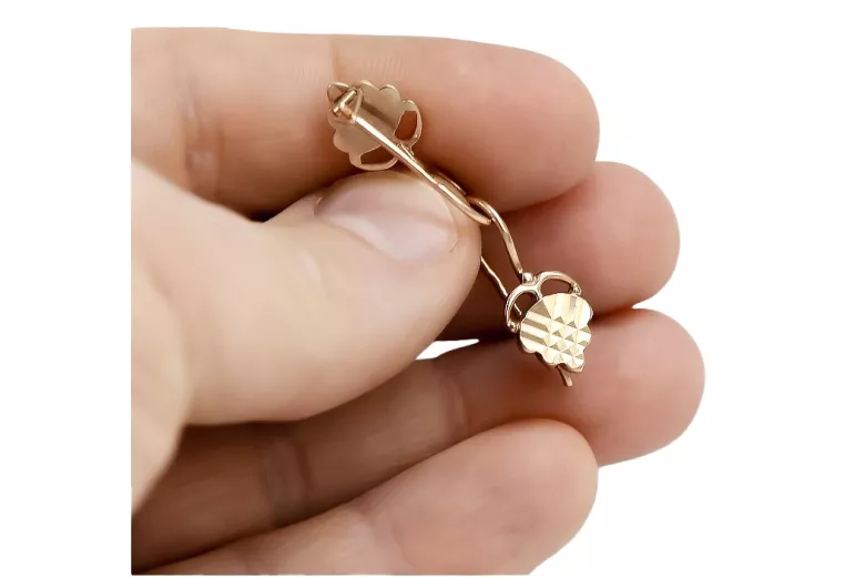 "Vintage 14K 585 Rose Gold Leaf Earrings - No Stones" ven009