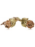"Aretes Vintage en Forma de Flor de Rosa, Fabricados en Oro Rosa Antiguo Original de 14k" ven010ry