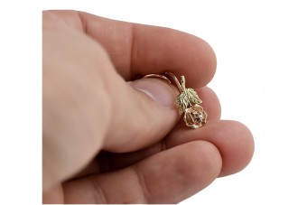 "Ретро 14k розово златни обици във формата на роз ven010ry