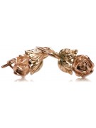 "Genuine 14K Rose Gold Vintage Rose Earrings, Stone-Free Design" ven010r