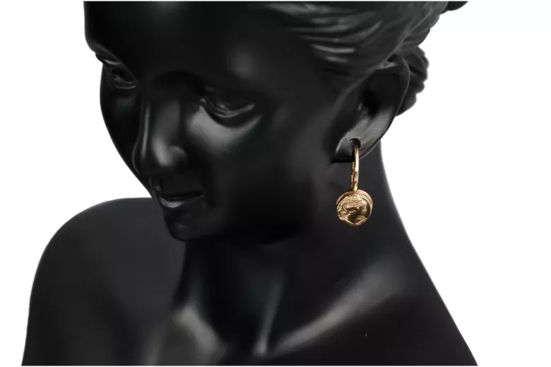 "Elegant Vintage 14K Rose Gold Cameo Earrings - No Stones" ven013