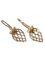 "Classic 14K 585 Rose Gold Vintage Leaf Earrings, Stone-less" ven014