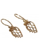 "Classic 14K 585 Rose Gold Vintage Leaf Earrings, Stone-less" ven014