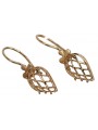 "Classic 14K 585 Rose Gold Vintage Leaf Earrings, Stone-less" ven014