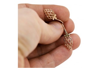 "Cercei Autentici Vintage din Aur Roz de 14k, Model Frunză, Fără Pietre" ven014