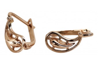 "14k розово злато, винтидж обици с дизайн на листа ven018