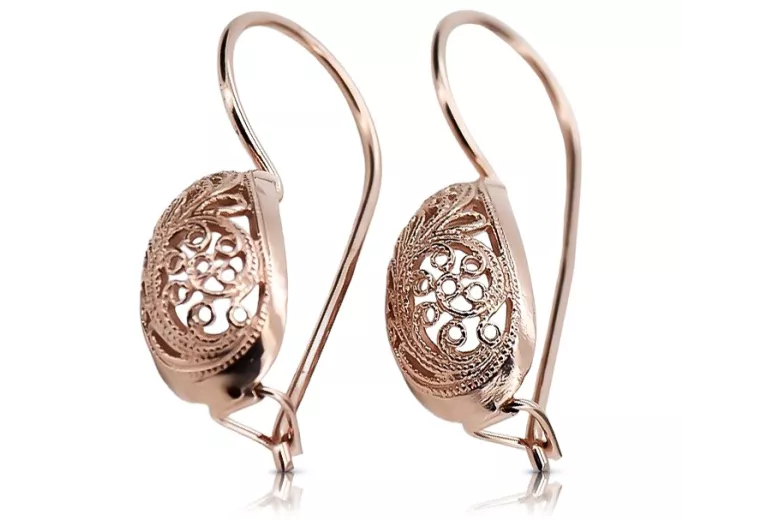 Boucles d’oreilles vintage argent russe 925 plaqué or rose URSS ven023rp