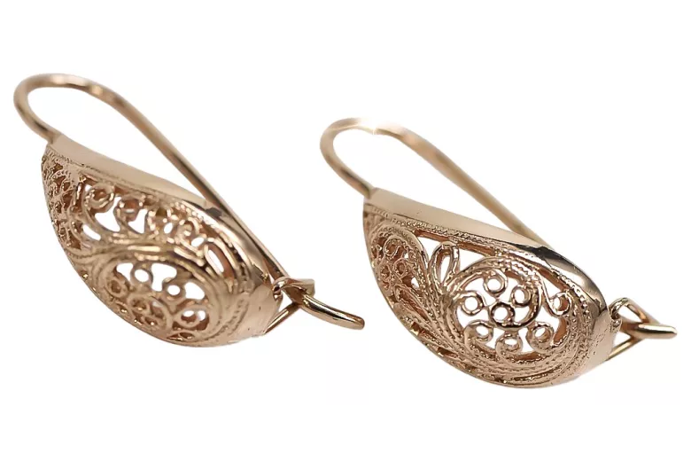 Boucles d’oreilles vintage argent russe 925 plaqué or rose URSS ven023rp