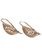 "Originales Vintage-Roségold 14k 585 Gold, Keine Steine, Blatt Design Ohrringe" ven023