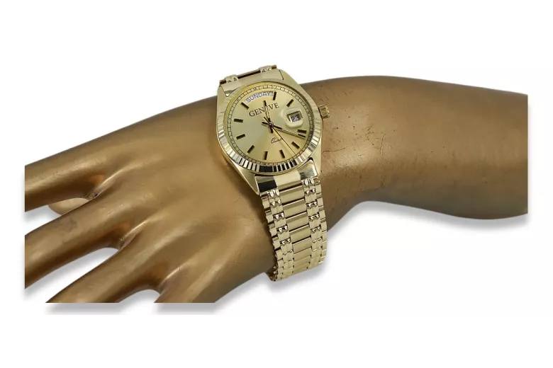 Reloj de oro para hombre Geneve ★ zlotychlopak.pl ★ Pureza de oro 585 333 Precio bajo!