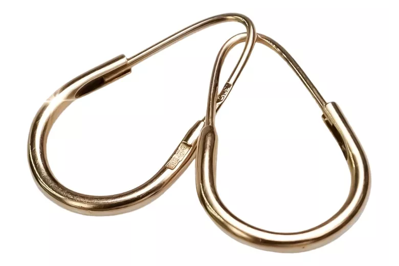 Eleganckie 14k Różowe Złote Kolczyki Vintage Hoops Bez Kamieni ven016