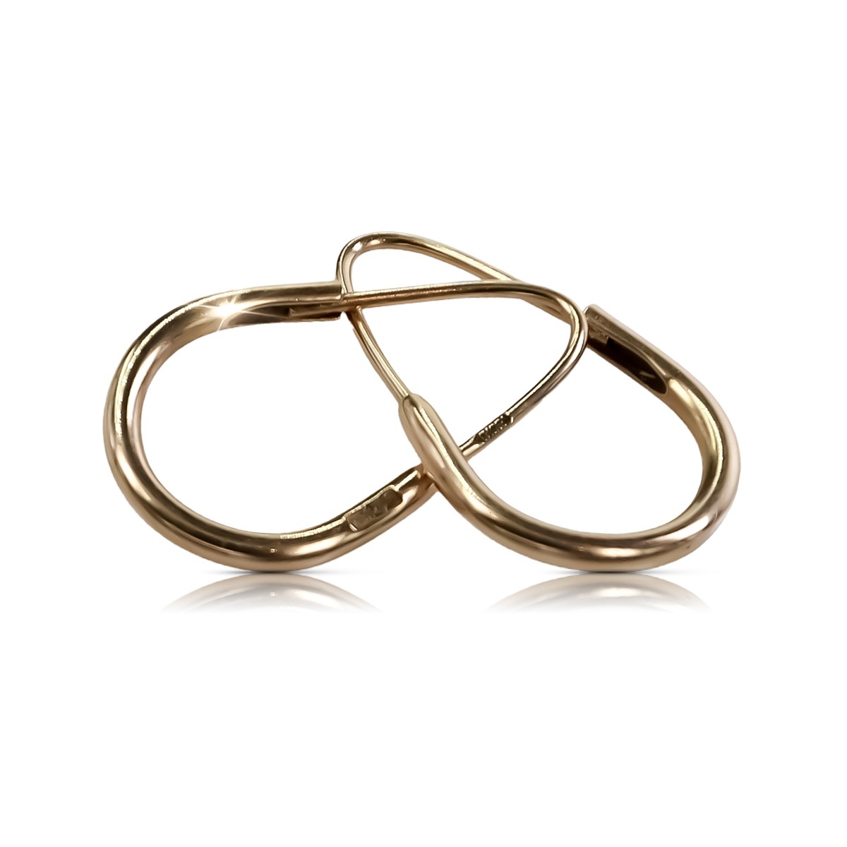 "No Stones, 14k Rose Gold 585 Original Vintage Hoop Earrings" ven016