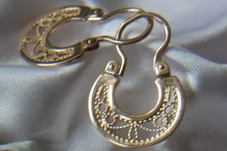 "Exclusivos Aretes Gipsy de Oro Rosa Antiguo 14k sin Piedras" ven025