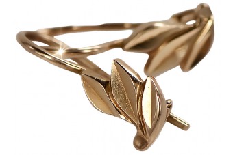 "Or Rose 14 carats 585 Vintage d'origine, Boucles d'oreilles Feuille sans Pierres" ven028