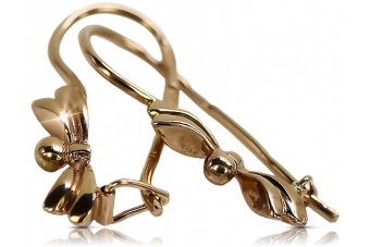 "Wyjątkowy Wyrób Vintage - 14k Różowe Złote Kolczyki Liść Bez Kamieni" ven032