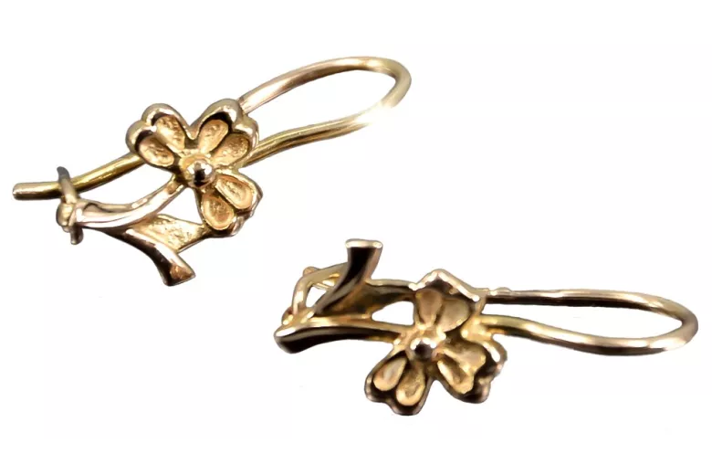 "Genuine Vintage 14K Rose Gold Floral Earrings without Stones" ven036