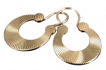 "Bez Kamieni, Oryginalne Vintage Kolczyki Gipsy z Różowego Złota 14k 585" ven037