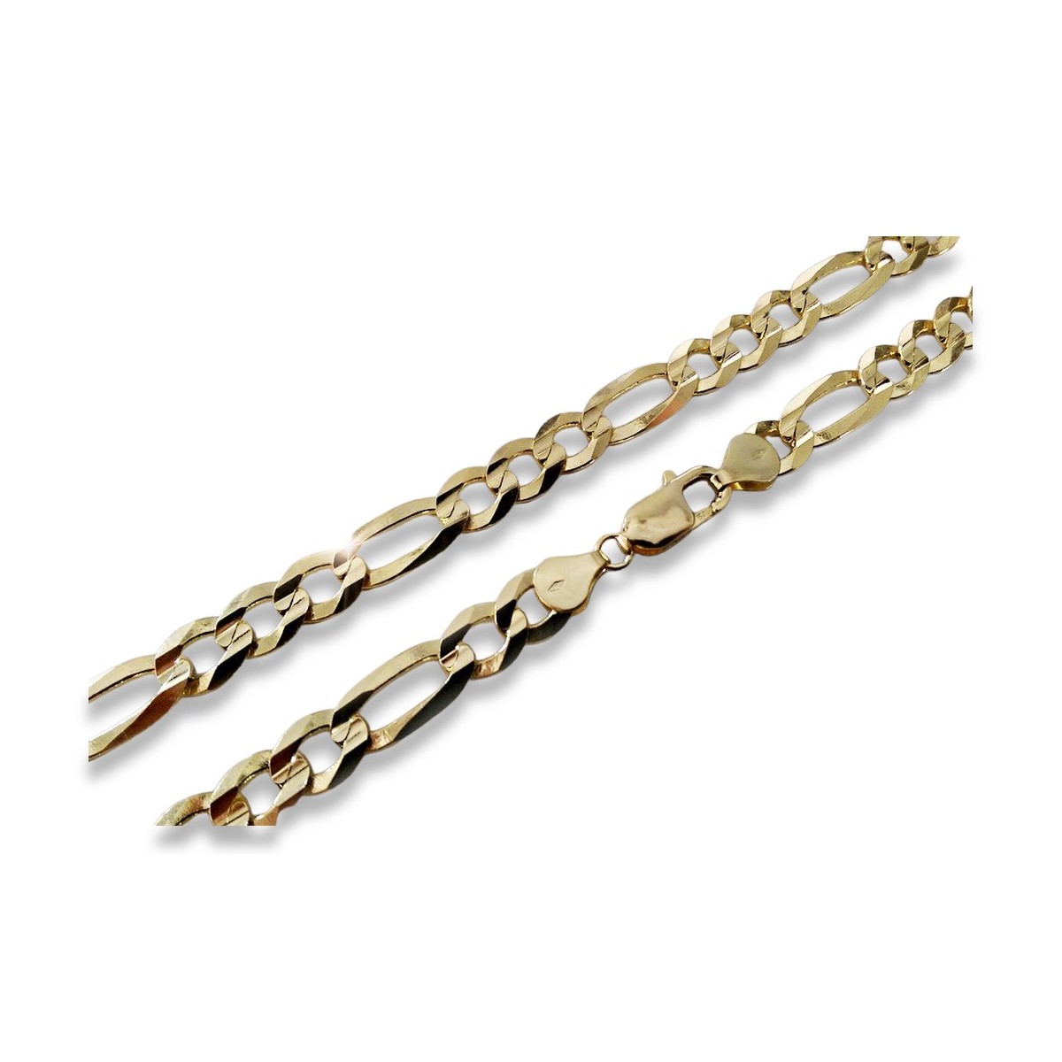 Italian yellow gold Figaro diamond cut bracelet cb007y