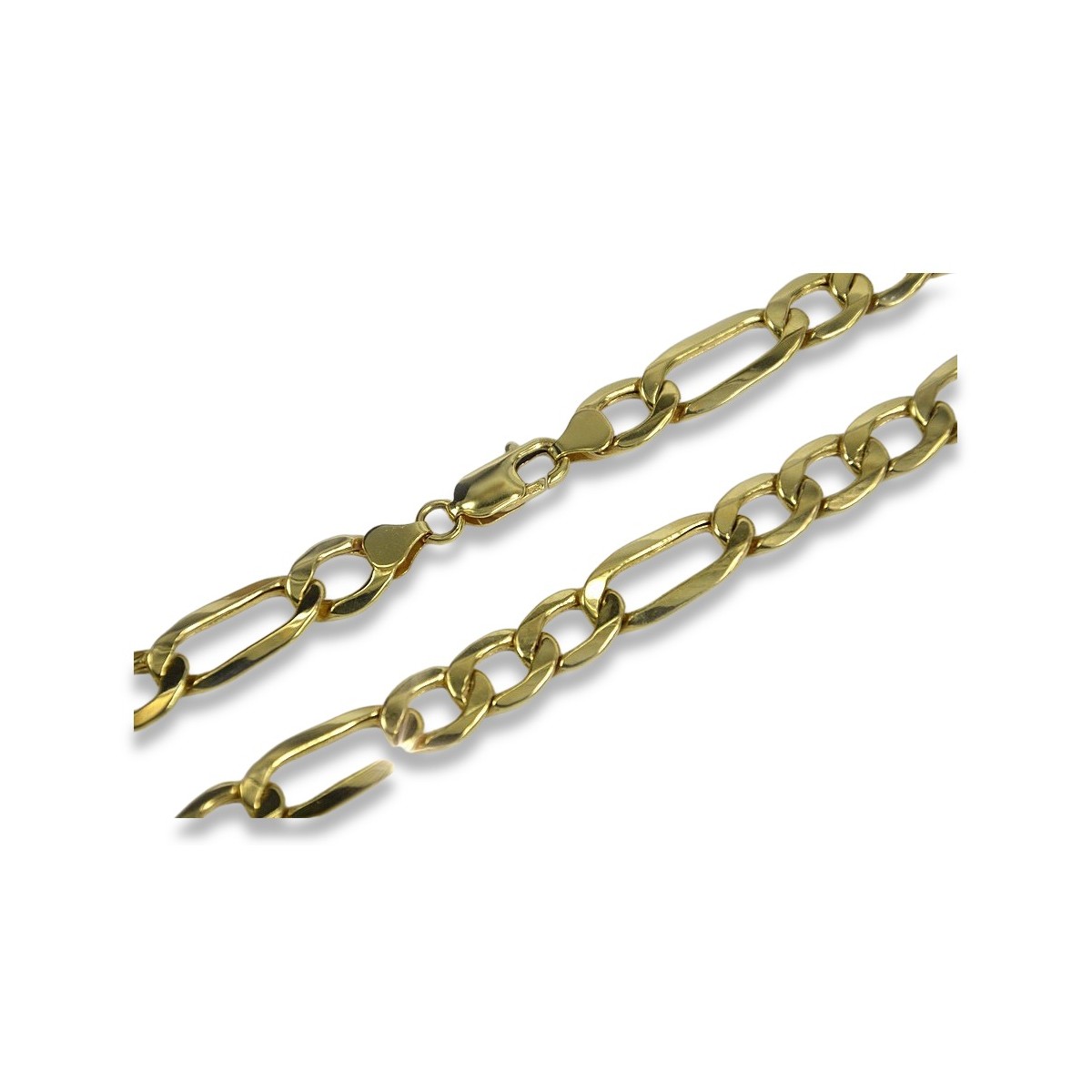 Vintage rose (Italian yellow) gold Figaro diamond cut hollow bracelet cb010