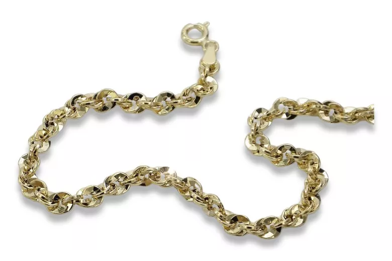 Bracelet italien jaune 14 carats New Rope diamant taillé cb074y