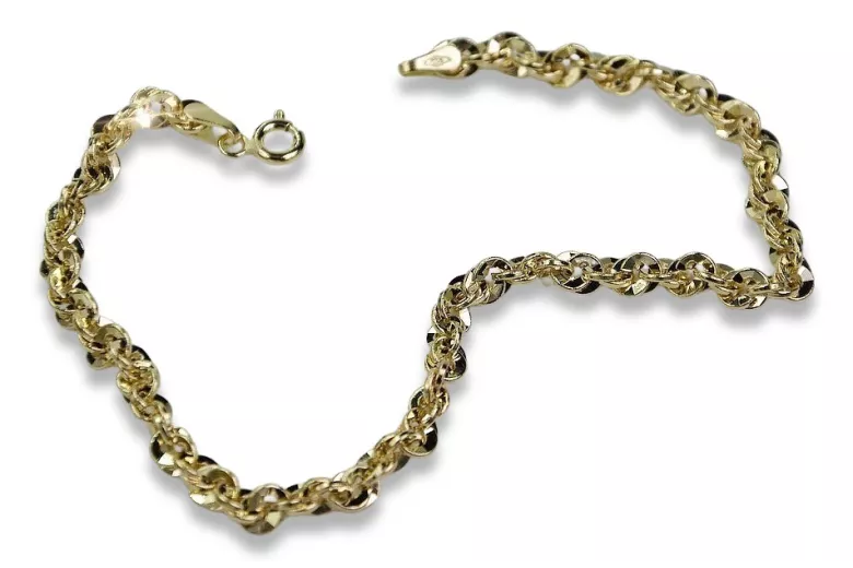 Italian galben 14k aur New Rope diamant tăiat brățară CB074y