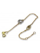 Pulsera de lujo de oro italiano de 14k amarillo y blanco cb137