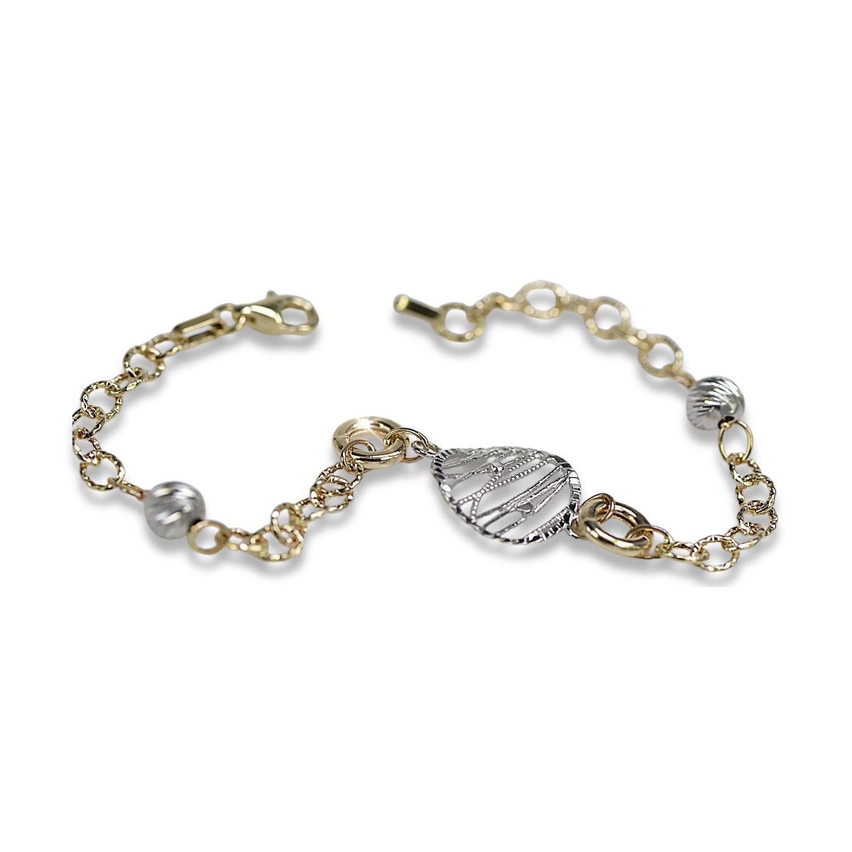 Bracelet en or 14 carats jaune blanc or italien cb144yw