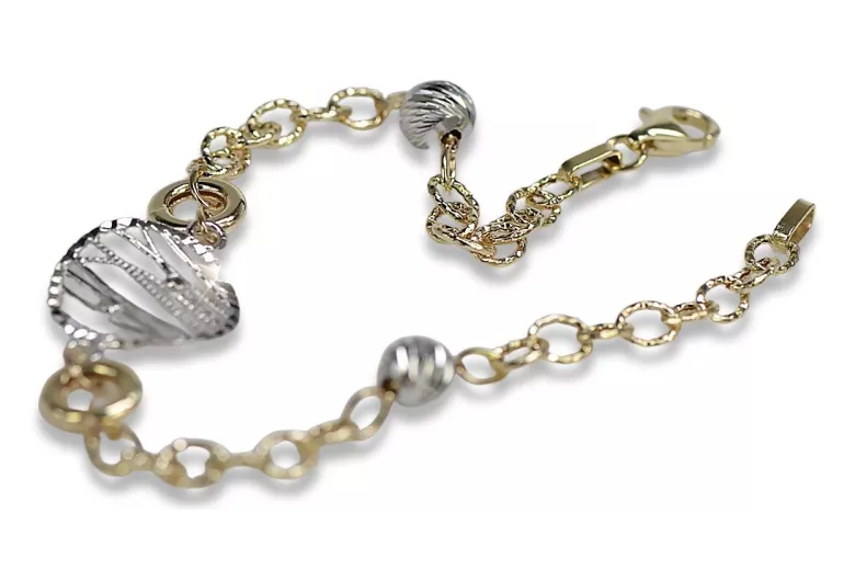 Bracelet en or 14 carats jaune blanc or italien cb144yw