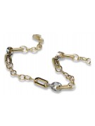 Bracelet fantaisie en or italien jaune blanc 14 carats cb148yw