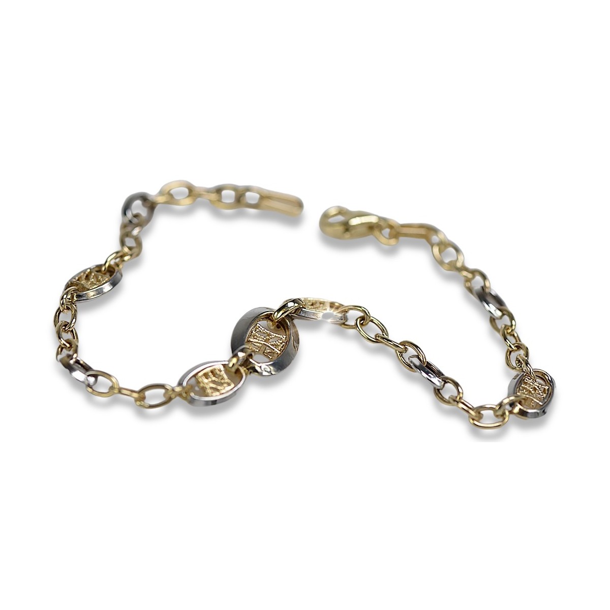 Pulsera de lujo de oro italiano blanco amarillo de 14k cb149yw