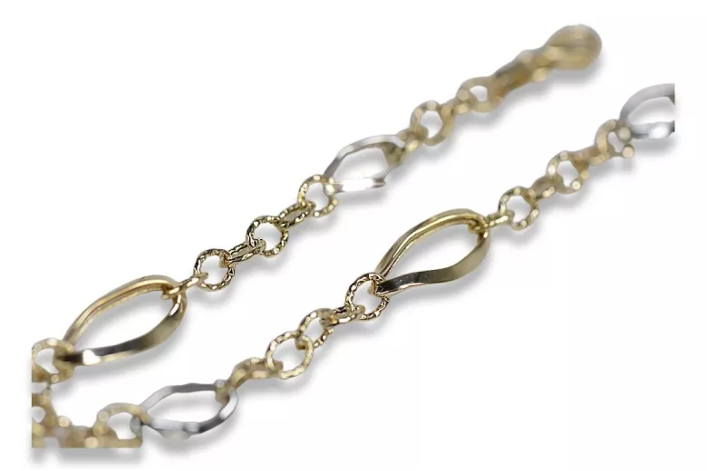 Pulsera de fantasía blanca italiana de 14k blanco amarillo cb153yw