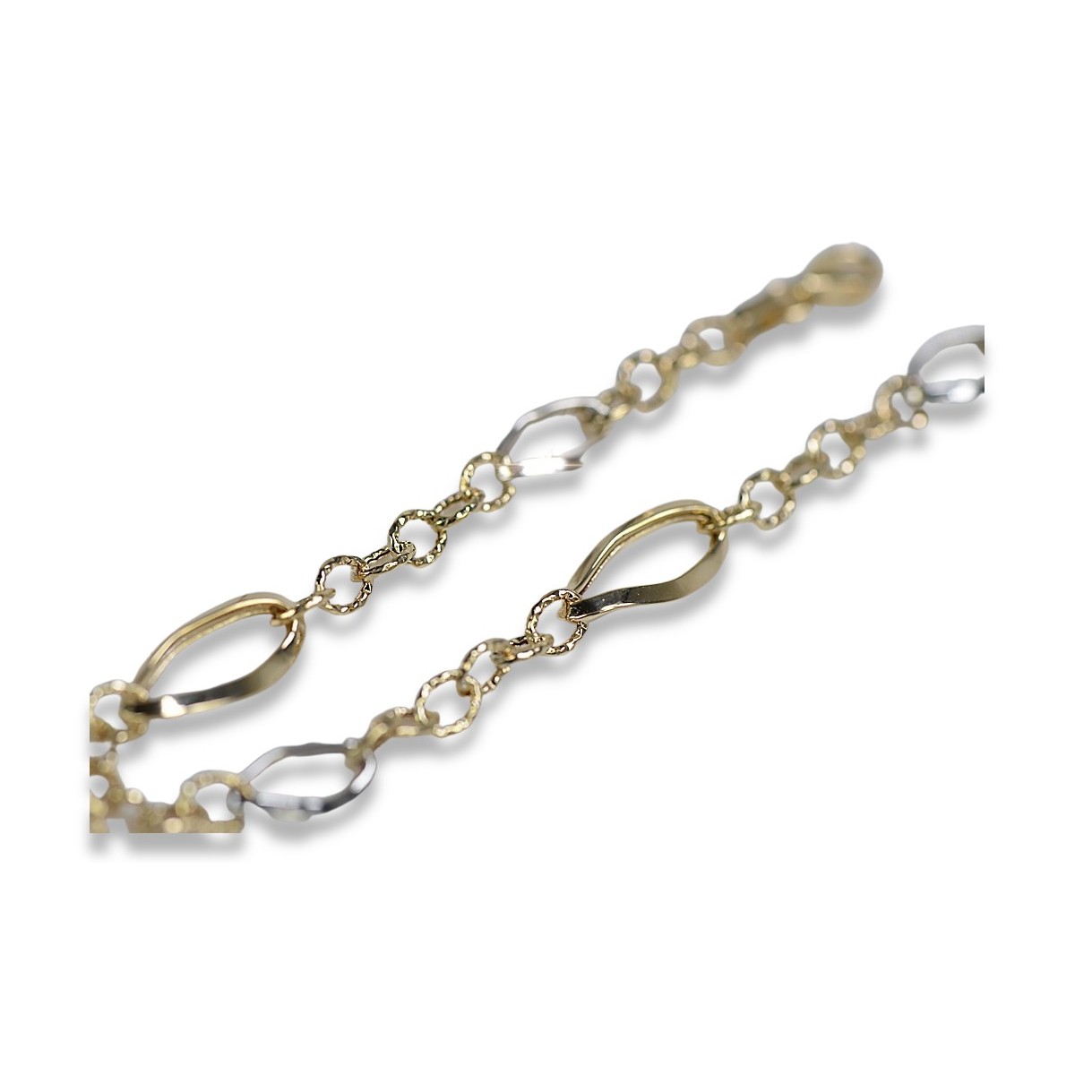 Pulsera de fantasía blanca italiana de 14k blanco amarillo cb153yw