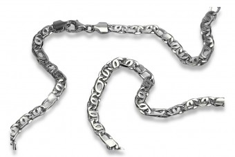 Blanco italiano 14k 585 sólido ojo de tigre cadena de oro macizo cc065w