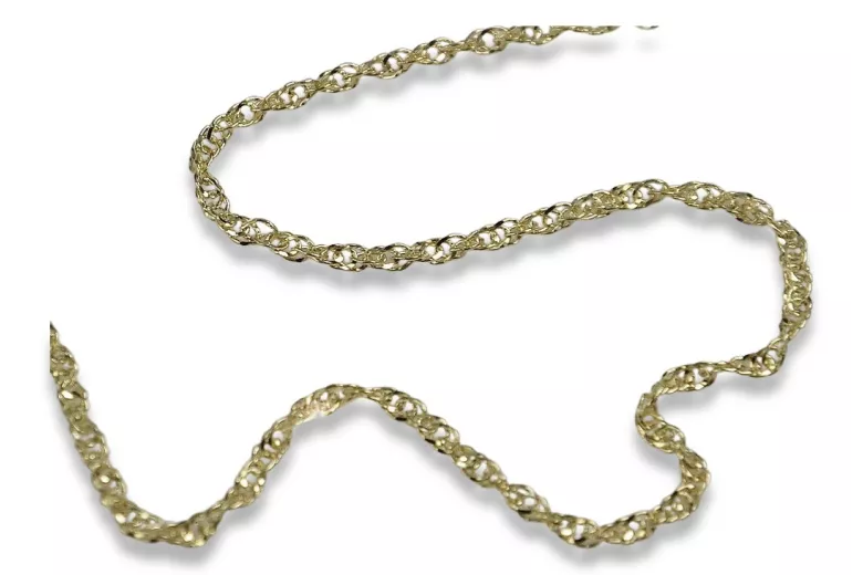 Rusă a crescut italian galben 14k de aur New Rope Singapore diamant tăiat lanț gol cc079