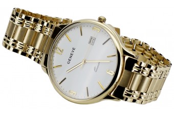 Gold men's watch Geneve ★ zlotychlopak.pl ★ Gold purity 585 333 Low Price!