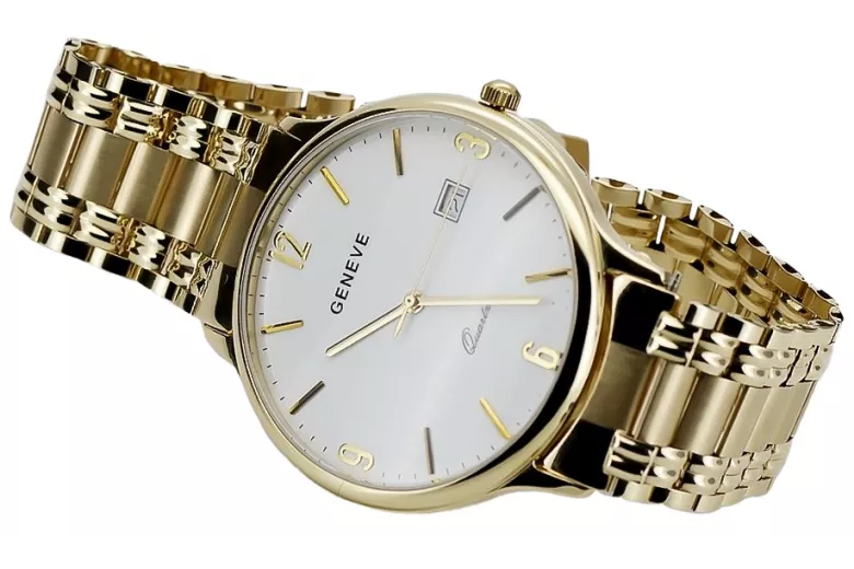 Reloj de oro para hombre Geneve ★ zlotychlopak.pl ★ Pureza de oro 585 333 Precio bajo!