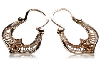 "Authentiques Boucles d'oreilles Gipsy en or rose 14 carats vintage sans pierres" ven041