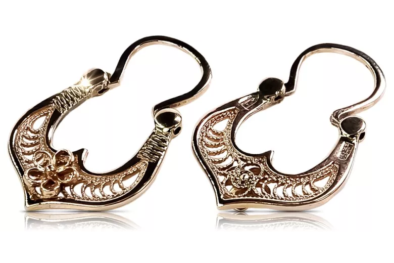 "14K Rose Gold Vintage Gipsy Earrings Without Stones" ven041