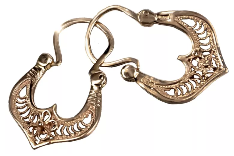 "Authentiques Boucles d'oreilles Gipsy en or rose 14 carats vintage sans pierres" ven041