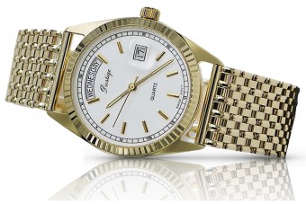 копие на мъжки златен часовник с гривна 14k 585 Geneve mw013ydbc&mbw013y