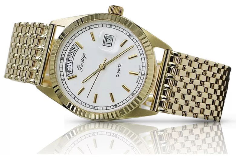 reloj de hombre oro con pulsera 14k 585 geneve mw013ydbc&mbw013y