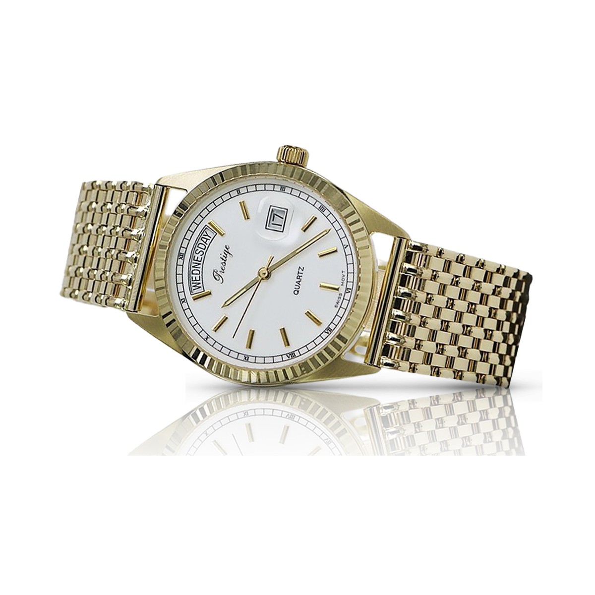 Gold men's watch Geneve ★ zlotychlopak.pl ★ Gold purity 585 333 Low Price!