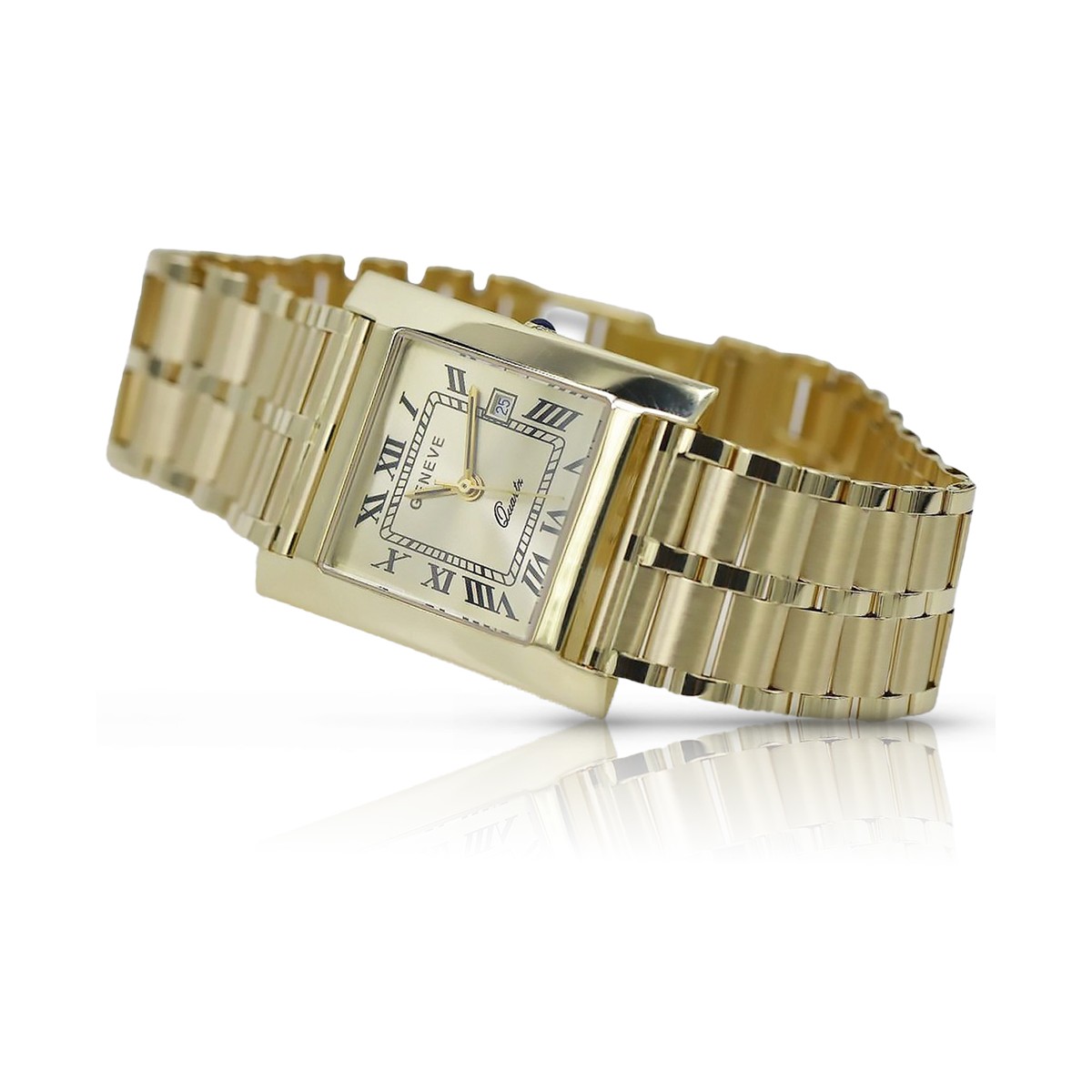 Gold men's watch Geneve ★ zlotychlopak.pl ★ Gold purity 585 333 Low Price!