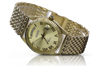 Жълт мъжки часовник злато 14k 585 Geneve mw013ydg&mbw013y