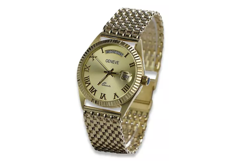 Reloj de oro para hombre Geneve ★ https://zlotychlopak.pl/es/ ★ Pureza del oro 585 333 ¡Precio bajo!