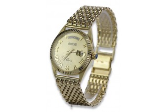 Gold men's watch Geneve ★ zlotychlopak.pl ★ Gold purity 585 333 Low Price!